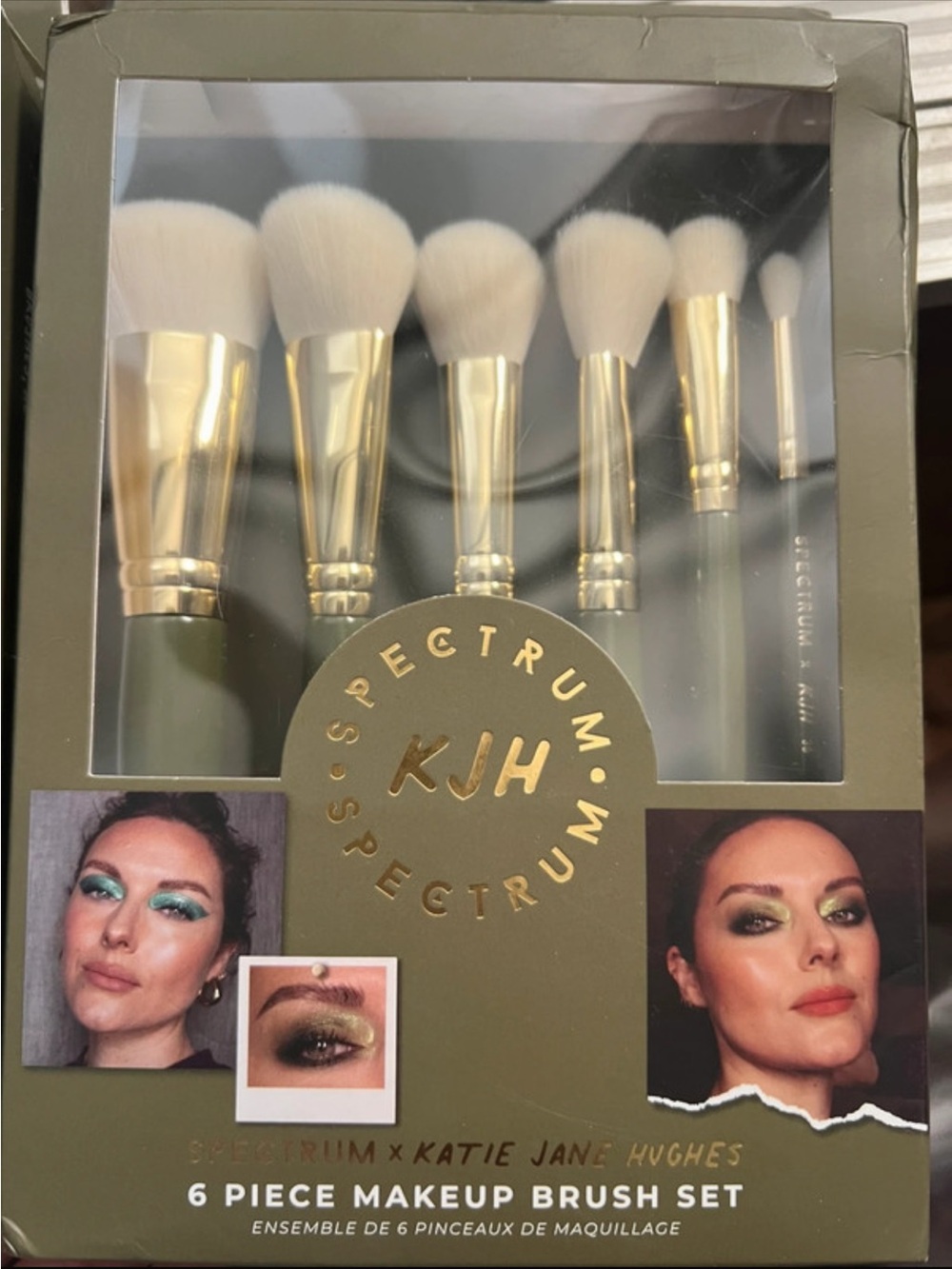 KJH Spectrum 6-Piece Makeup Brush Set - Olive Green & Gold